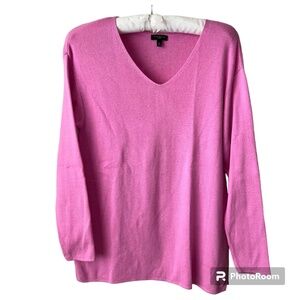 Talbots V-Neck Sweater Tunic Pink Geranium Size Petite Medium